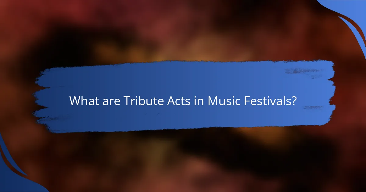 What are Tribute Acts in Music Festivals?