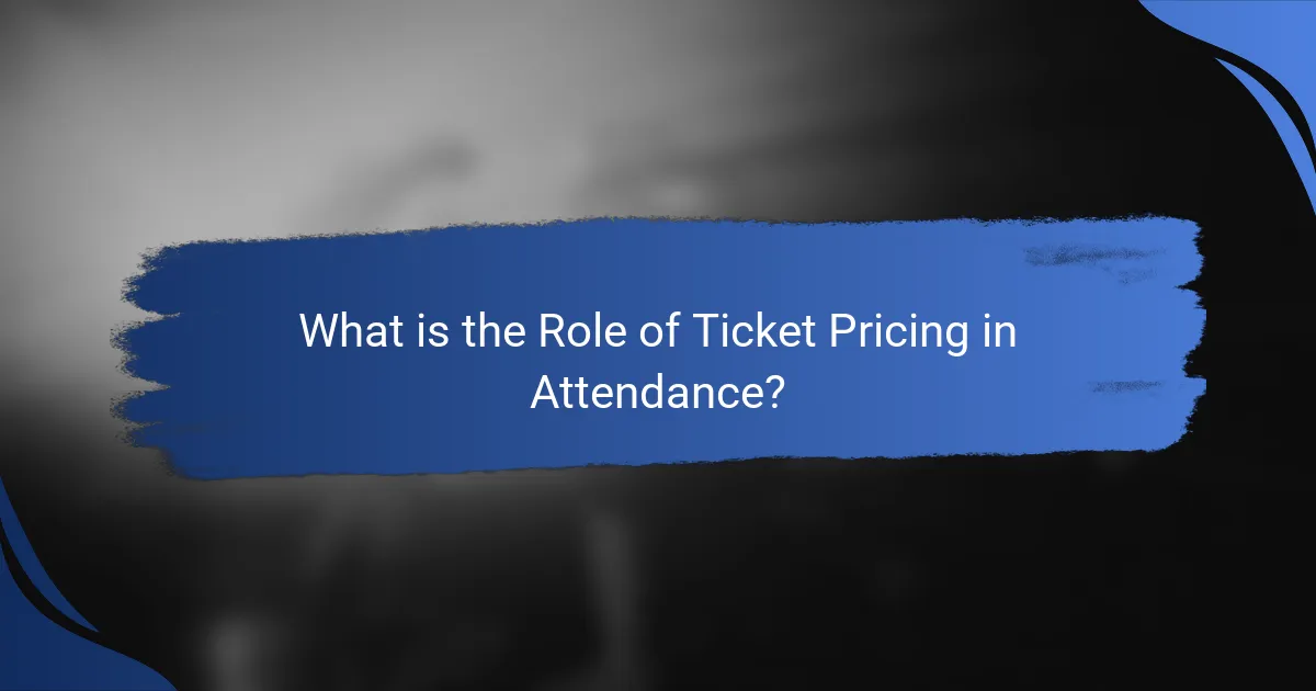 What is the Role of Ticket Pricing in Attendance?