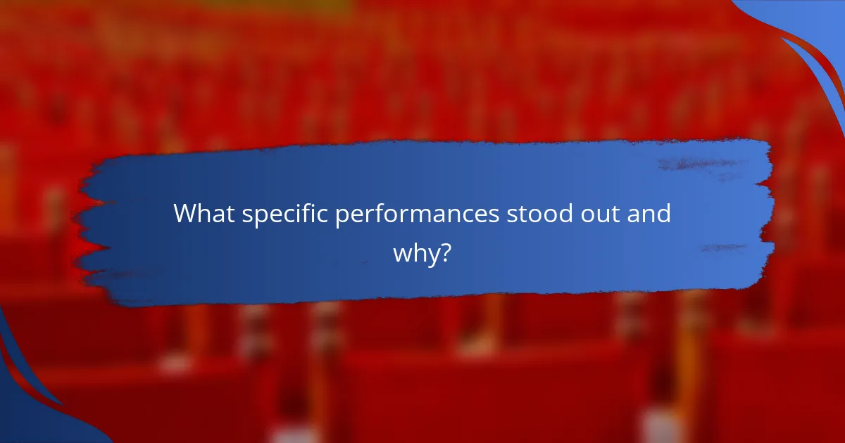 What specific performances stood out and why?